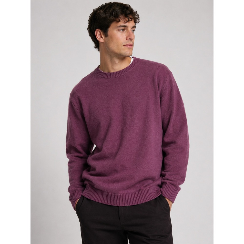 Duluth Trading Co Mens L Tall Crew Neck Sweater Burgundy Cotton Blend |V1